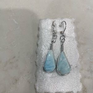 Dominican Republic Larimar blue pectolite dangle earrings